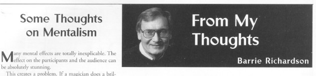 (image for) Barrie Richardson - Some Thoughts On Mentalism