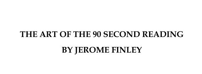 Jerome Finley - Art of the 90 Second Reading