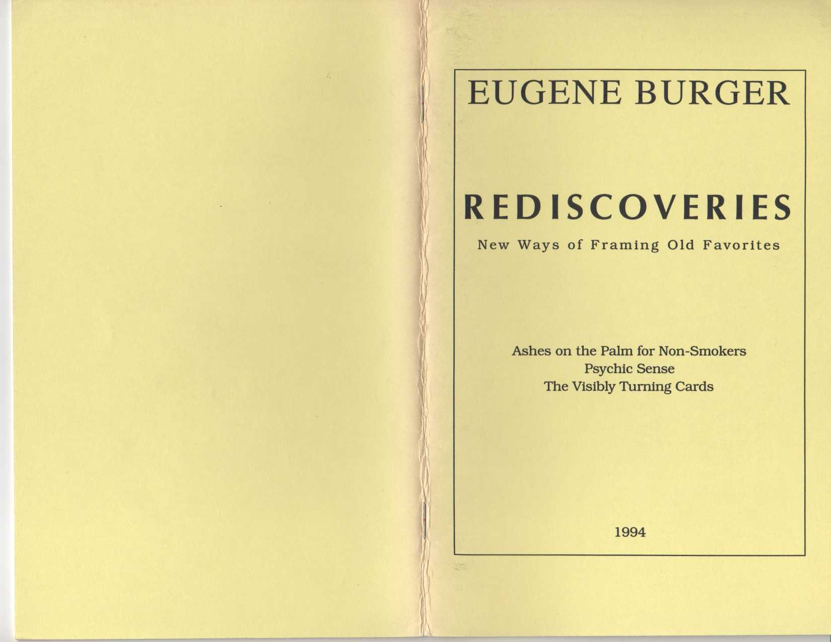 Eugene burger - rediscoveries