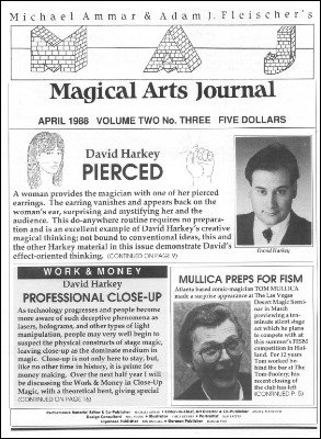 (image for) Michael Ammar & Adam J. Fleischer - Magical Arts Journal Volume 2 Issue 3 (Apr 1988)