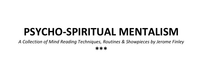 (image for) Jerome Finley - Psycho-Spiritual Mentalism