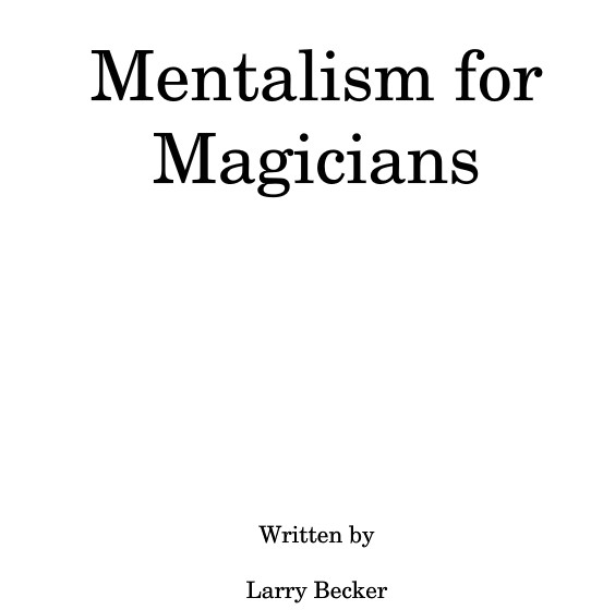 Larry Becker - Mentalism for Magicians