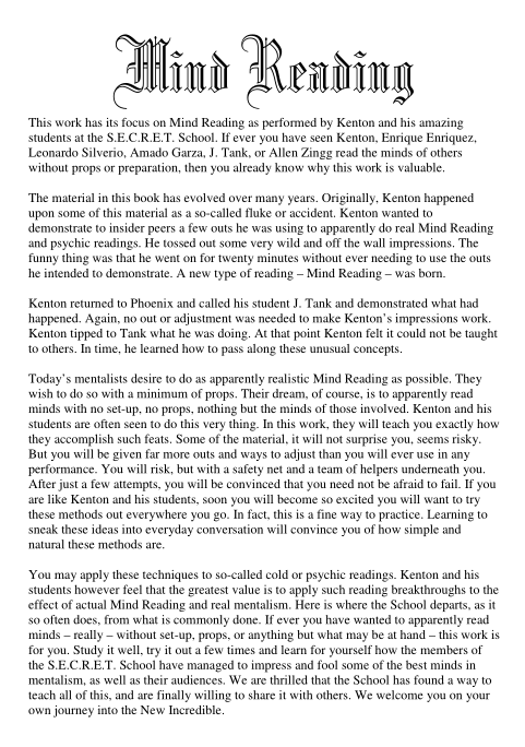 (image for) Kenton Knepper - Mind Reading Lesson 14