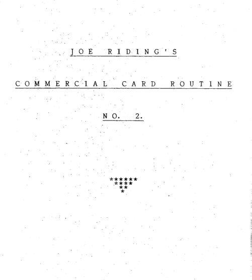 (image for) Joe Riding - Commercial Card Routine 2