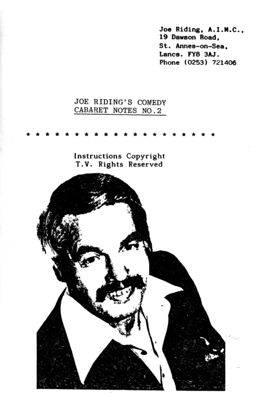 (image for) Joe Riding - Comedy Cabaret Notes 2