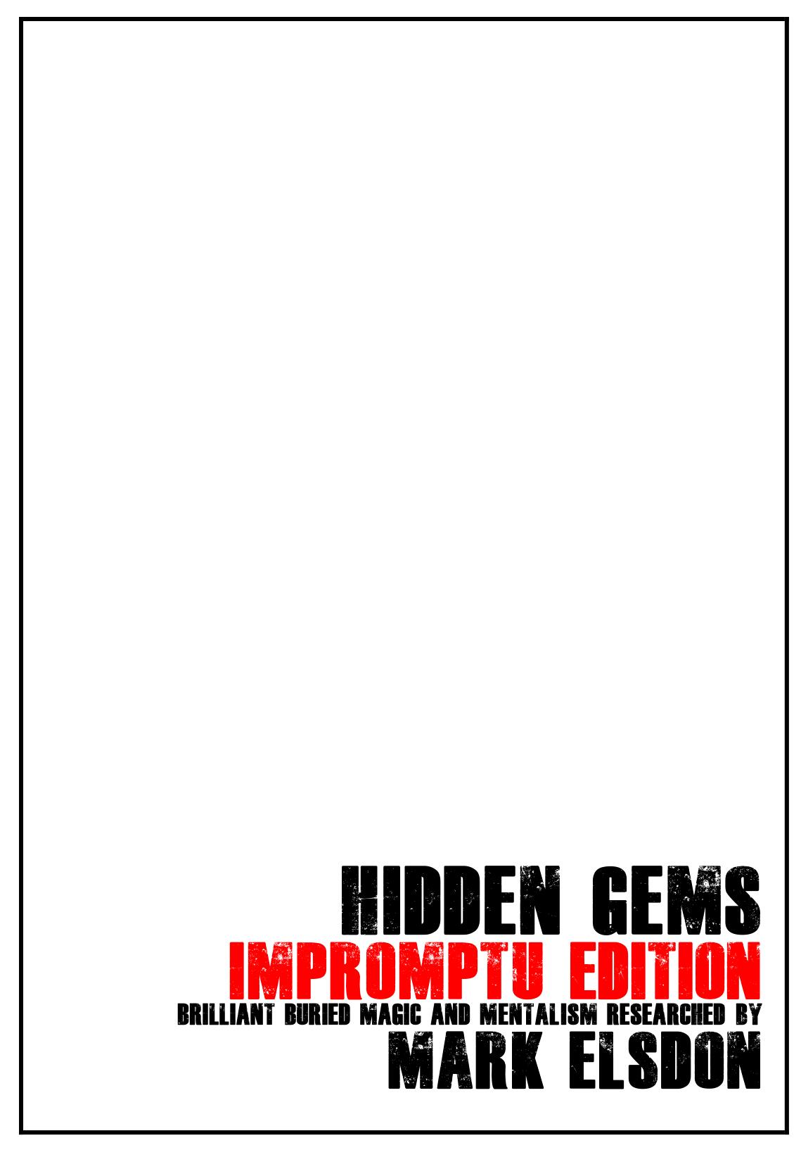 Mark Elsdon - Hidden Gems Impromptu Edition