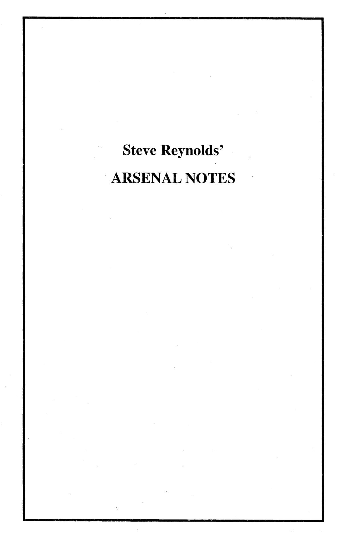 Steve Reynolds - Arsenal Notes