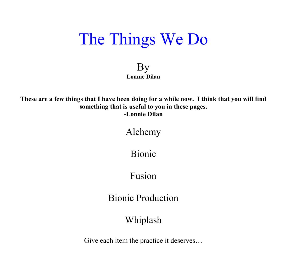 (image for) Lonnie Dilan - The Thing We Do