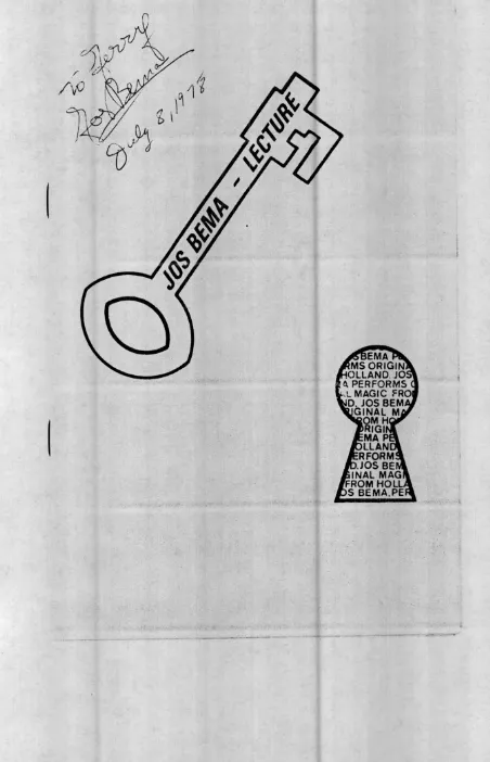 (image for) Tommy Wonder (Jos Bema) - Original Magic from Holland Lecture