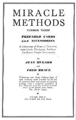 Jean Hugard & Fred Braue - Prepared Cards and Accessories: Miracle Methods No. 3