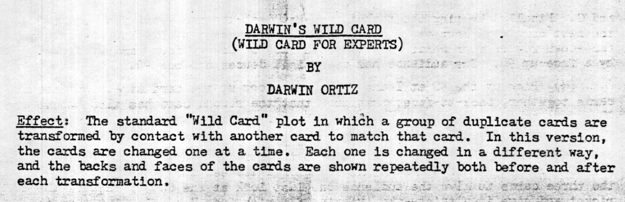 (image for) Darwin Ortiz - Wild Card for Experts