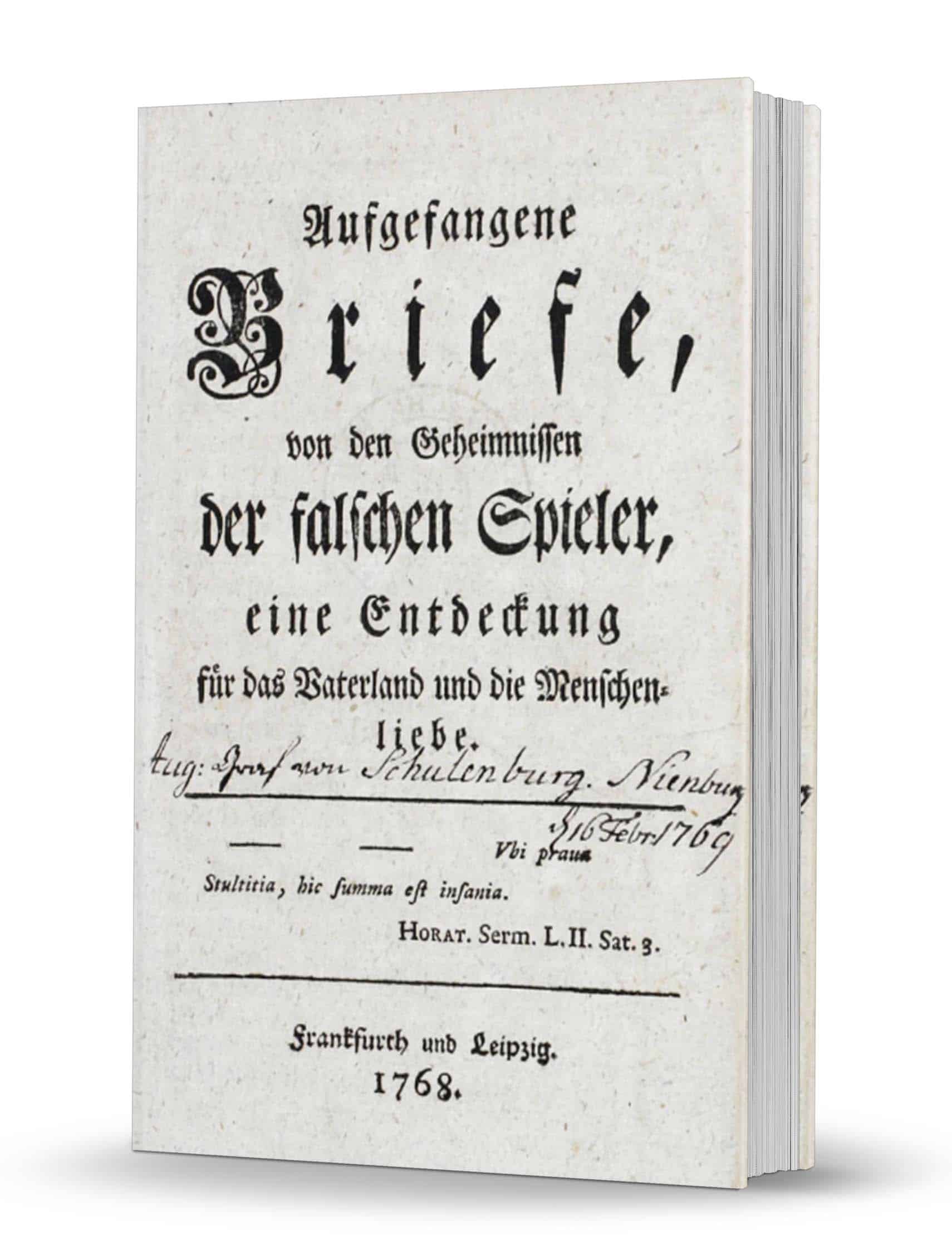 Aufgefangene Briefe, von den Geheimnissen der falschen Spieler, eine Entdeckung fuer das Vaterland un die Menshenliebe